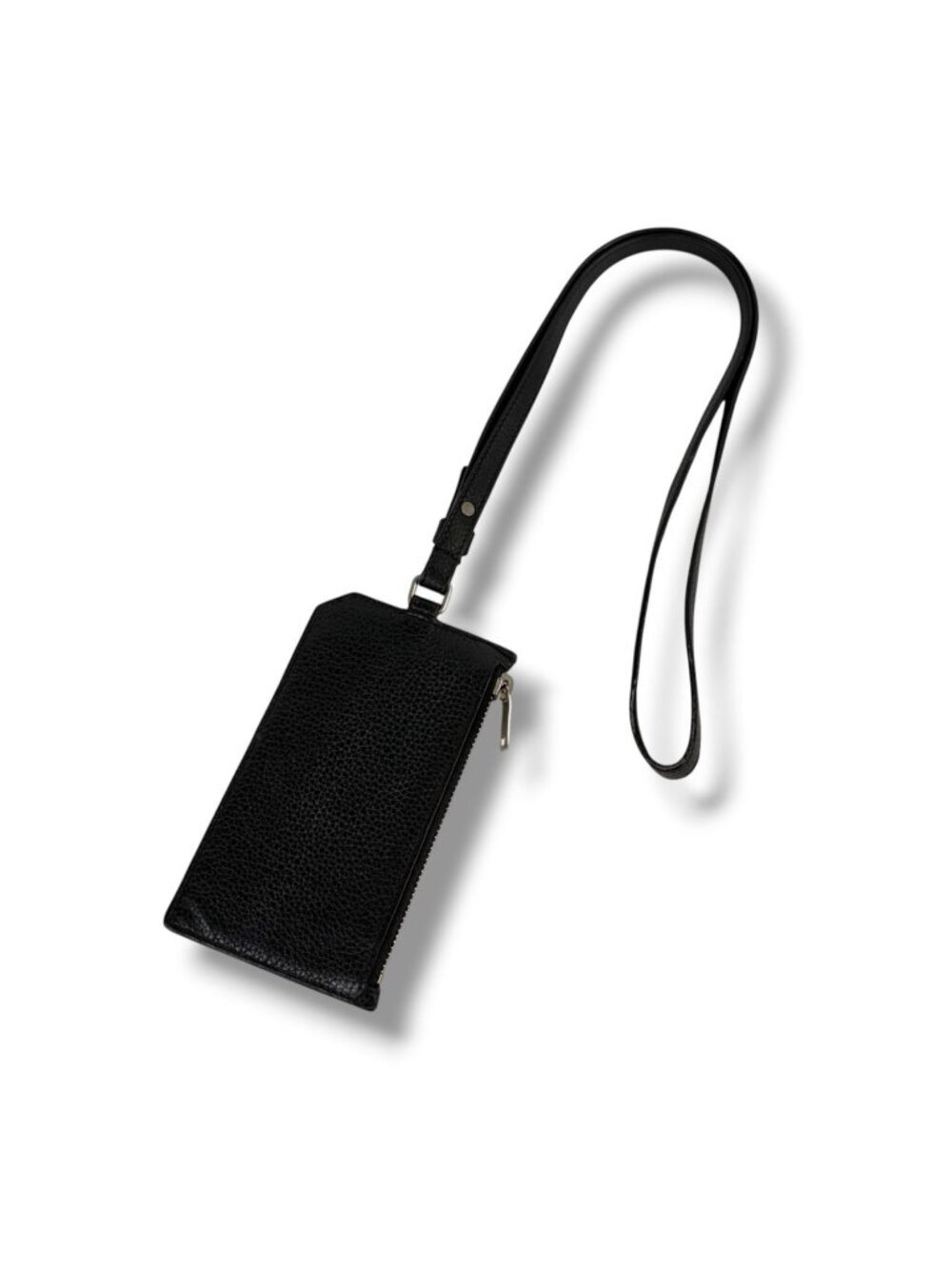 Saint Laurent Paris Zip Card Case with Neck Strap Fragment Black